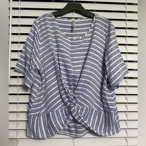 #7) Forgotten Grace white & blue strapped Top Size M